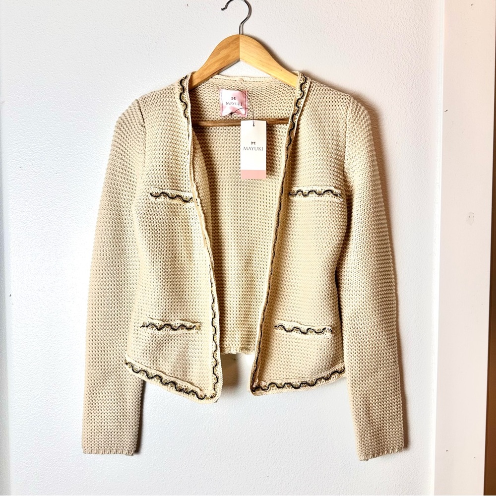 NEW NWT Mayuki Cream Color Knit Cardigan Sweater sz S